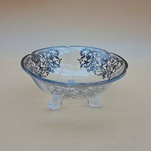 Glass Bowl With Silver Overlay